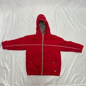 MEC Boys 4 Red Aquanator Fleece Lined Windbreaker Rain Jacket Hooded Full Zip